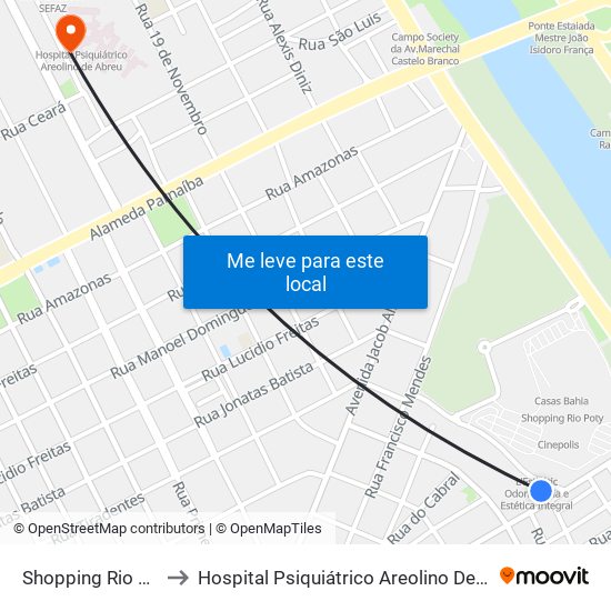 Shopping Rio Poty to Hospital Psiquiátrico Areolino De Abreu map