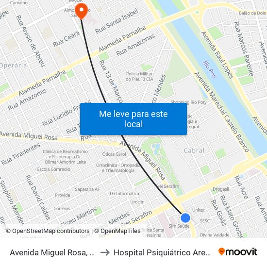 Avenida Miguel Rosa, 3200 | Cassi to Hospital Psiquiátrico Areolino De Abreu map