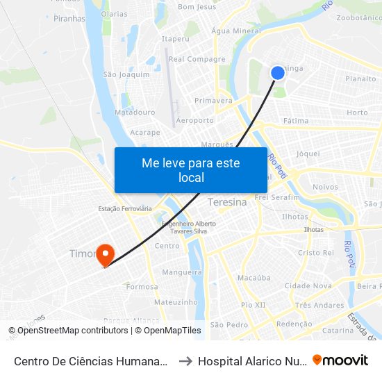 Centro De Ciências Humanas E Letras - Cchl 11 to Hospital Alarico Nunes Pacheco map