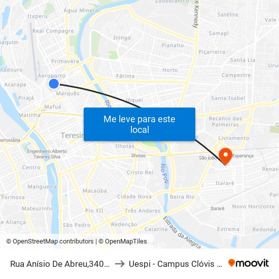 Rua Anísio De Abreu,3400 |  Lbv to Uespi - Campus Clóvis Moura map