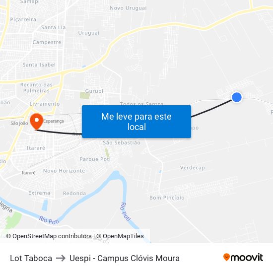 Lot Taboca to Uespi - Campus Clóvis Moura map