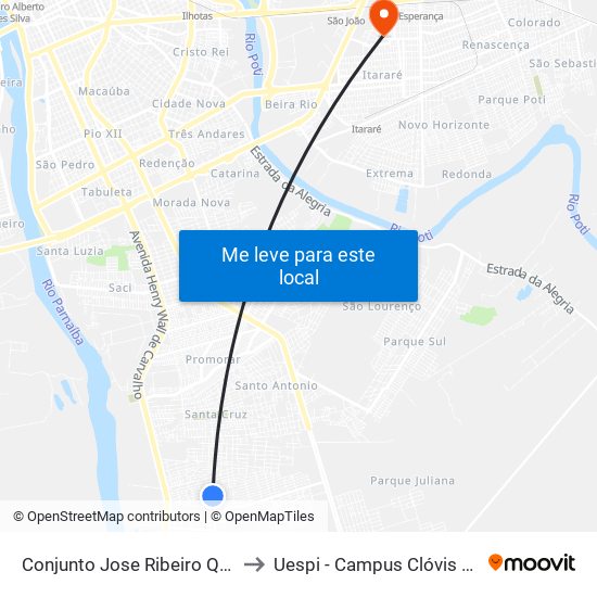 Conjunto Jose Ribeiro Qu F, 24 to Uespi - Campus Clóvis Moura map