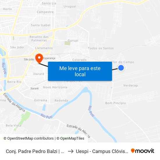 Conj. Padre Pedro Balzi | Qu B, 22 to Uespi - Campus Clóvis Moura map