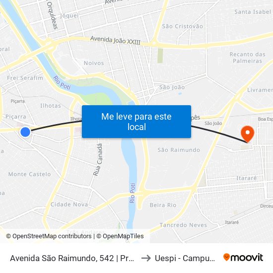 Avenida São Raimundo, 542 | Próx. Ao Mercado Da Piçarra to Uespi - Campus Clóvis Moura map