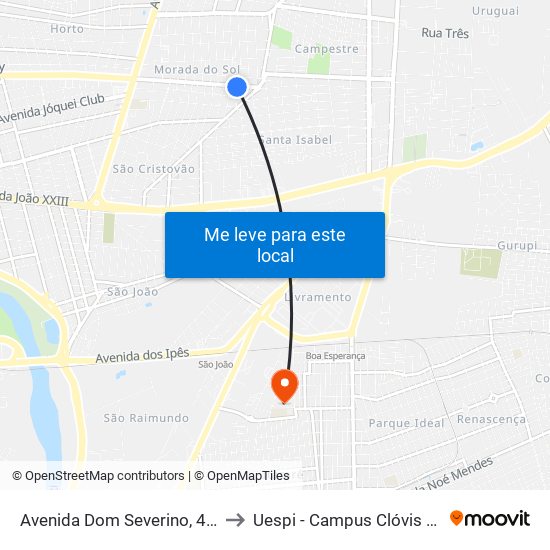 Avenida Dom Severino, 4270-B to Uespi - Campus Clóvis Moura map