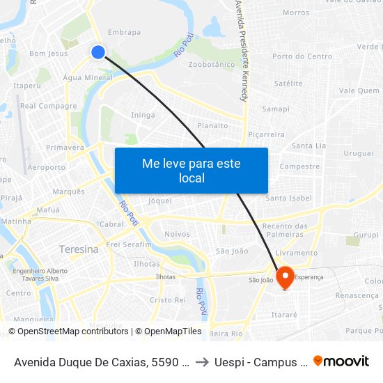 Avenida Duque De Caxias, 5590 |Praça Do Buenos Aires to Uespi - Campus Clóvis Moura map