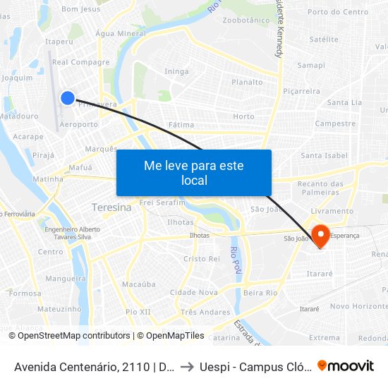 Avenida Centenário, 2110 | Diário Do Povo to Uespi - Campus Clóvis Moura map