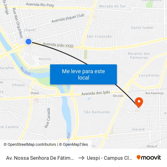 Av. Nossa Senhora De Fátima, 69 | Oral Unic to Uespi - Campus Clóvis Moura map