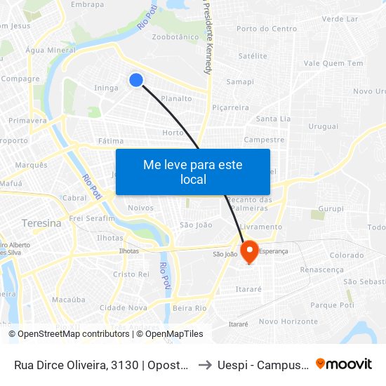 Rua Dirce Oliveira, 3130 | Oposto Ao Villa Bella Residence to Uespi - Campus Clóvis Moura map