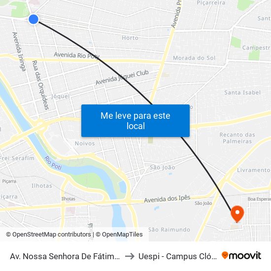 Av. Nossa Senhora De Fátima, 2030 | Skill to Uespi - Campus Clóvis Moura map