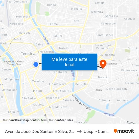 Avenida José Dos Santos E Silva, 2152 | Próximo À Central De Flagrantes to Uespi - Campus Clóvis Moura map