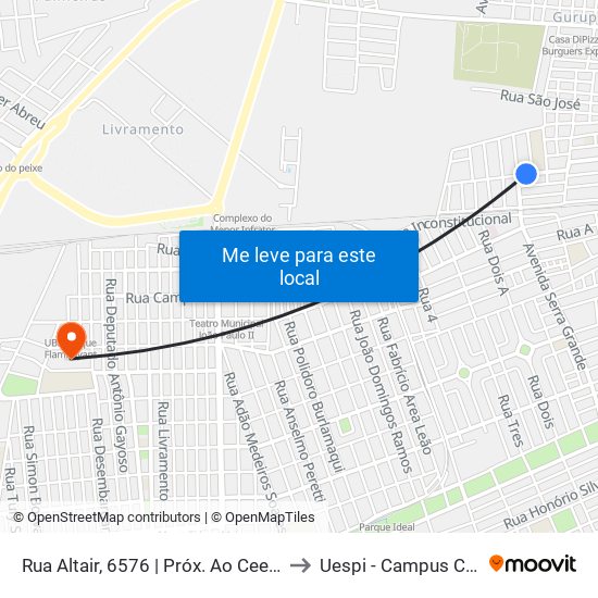 Rua Altair, 6576 | Próx. Ao Ceep Ruy Beger Filho to Uespi - Campus Clóvis Moura map