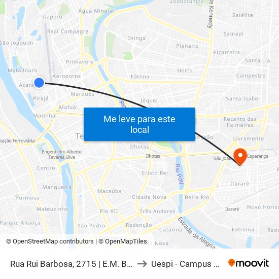 Rua Rui Barbosa, 2715 | E.M. Bezerra De Menezes to Uespi - Campus Clóvis Moura map