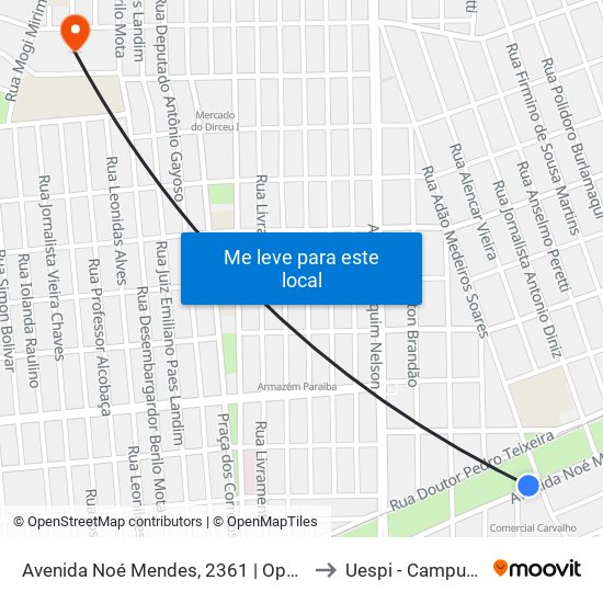 Avenida Noé Mendes, 2361 | Oposto Ao Carvalho Alternativo to Uespi - Campus Clóvis Moura map