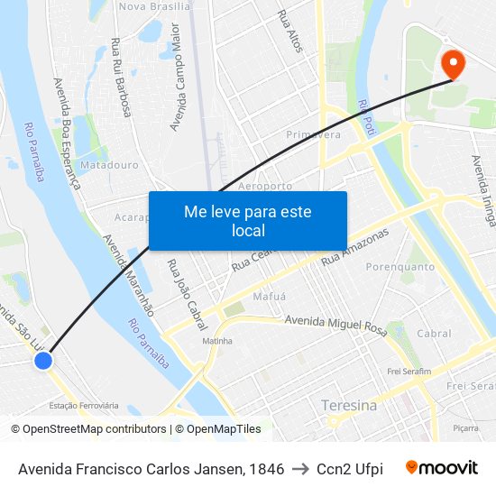 Avenida Francisco Carlos Jansen, 1846 to Ccn2 Ufpi map