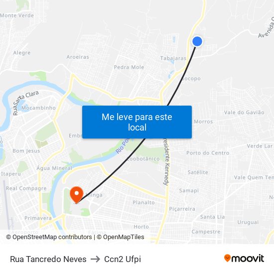 Rua Tancredo Neves to Ccn2 Ufpi map