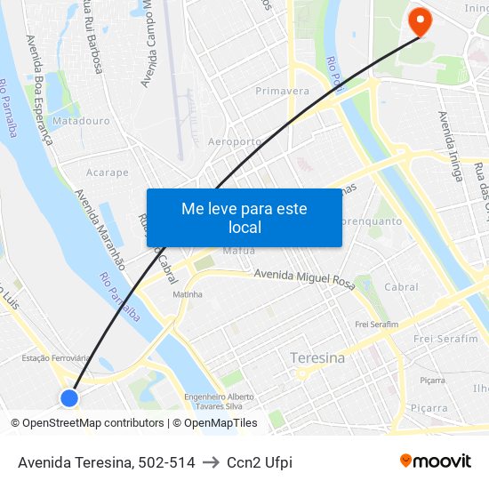 Avenida Teresina, 502-514 to Ccn2 Ufpi map