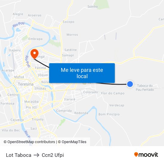 Lot Taboca to Ccn2 Ufpi map