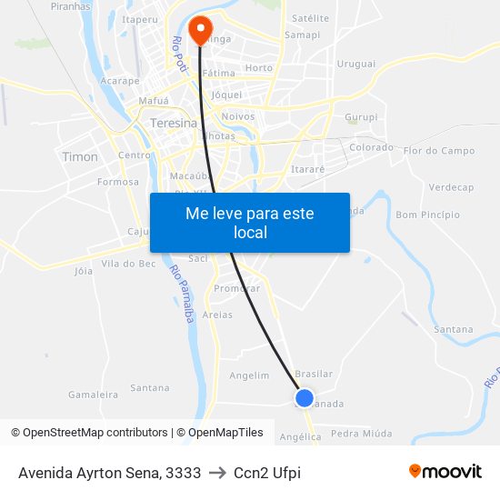 Avenida Ayrton Sena, 3333 to Ccn2 Ufpi map