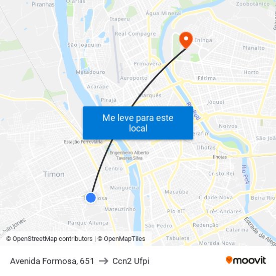 Avenida Formosa, 651 to Ccn2 Ufpi map