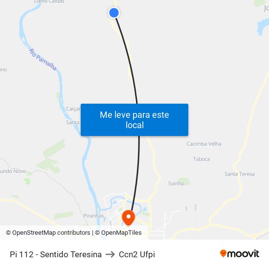 Pi 112 - Sentido Teresina to Ccn2 Ufpi map