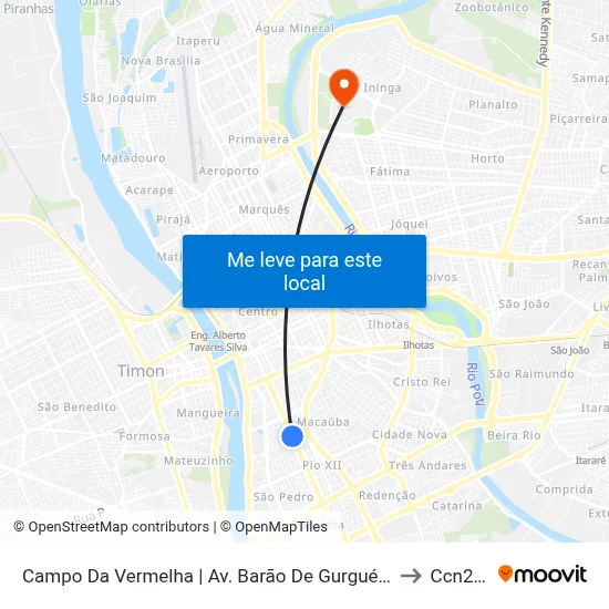 Campo Da Vermelha | Av. Barão De Gurguéia - Sentido Centro to Ccn2 Ufpi map