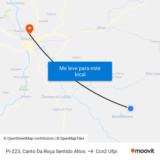 Pi-223, Canto Da Roça Sentido Altos to Ccn2 Ufpi map