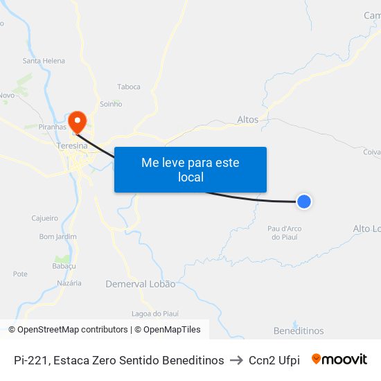 Pi-221, Estaca Zero Sentido Beneditinos to Ccn2 Ufpi map
