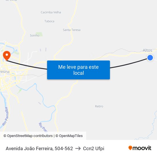 Avenida João Ferreira, 504-562 to Ccn2 Ufpi map