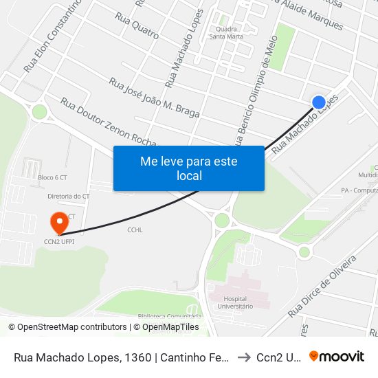 Rua Machado Lopes, 1360 | Cantinho Federal to Ccn2 Ufpi map