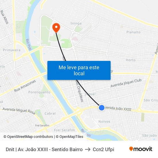 Dnit | Av. João XXIII - Sentido Bairro to Ccn2 Ufpi map