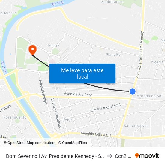 Dom Severino | Av. Presidente Kennedy - Sentido Bairro to Ccn2 Ufpi map