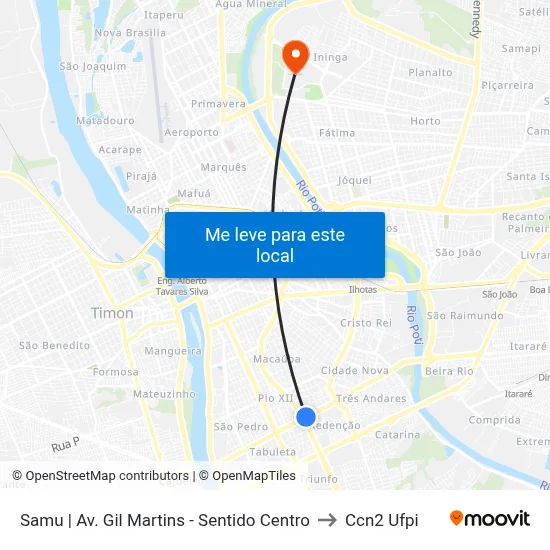 Samu | Av. Gil Martins - Sentido Centro to Ccn2 Ufpi map