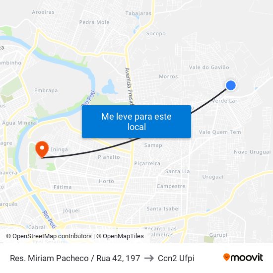 Res. Miriam Pacheco / Rua 42, 197 to Ccn2 Ufpi map