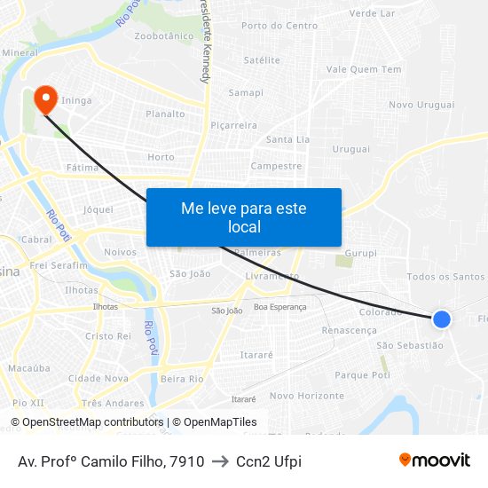 Av. Profº Camilo Filho, 7910 to Ccn2 Ufpi map
