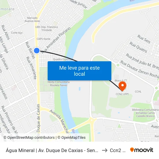 Água Mineral | Av. Duque De Caxias - Sentido Bairro to Ccn2 Ufpi map