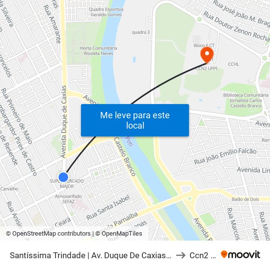 Santíssima Trindade | Av. Duque De Caxias - Sentido Bairro to Ccn2 Ufpi map