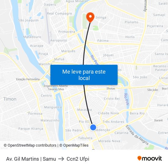 Av. Gil Martins | Samu to Ccn2 Ufpi map
