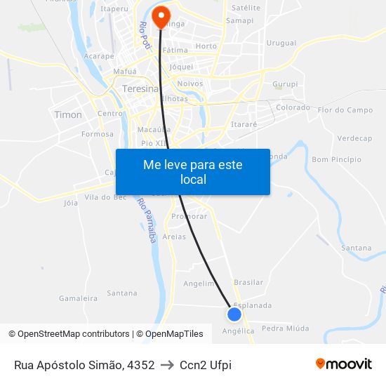 Rua Apóstolo Simão, 4352 to Ccn2 Ufpi map