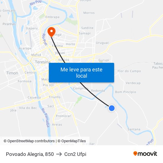 Povoado Alegria, 850 to Ccn2 Ufpi map