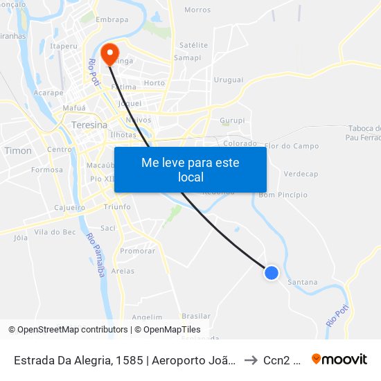 Estrada Da Alegria, 1585 | Aeroporto João Claudino to Ccn2 Ufpi map