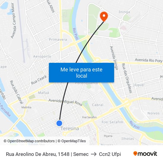 Rua Areolino De Abreu, 1548 | Semec to Ccn2 Ufpi map