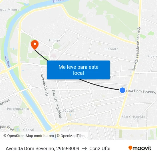 Avenida Dom Severino, 2969-3009 to Ccn2 Ufpi map