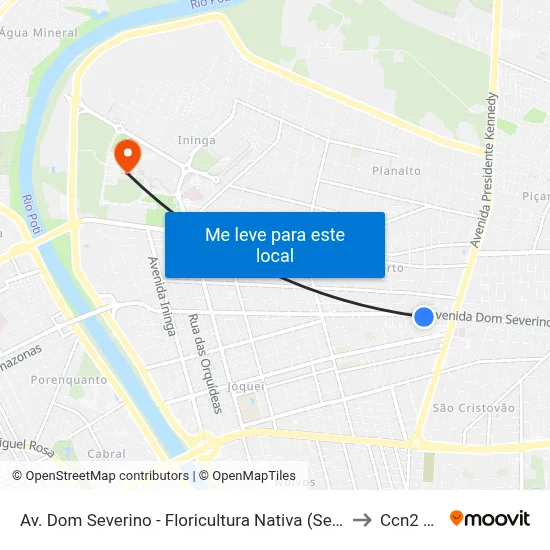 Av. Dom Severino - Floricultura Nativa (Sent. Bairro) to Ccn2 Ufpi map