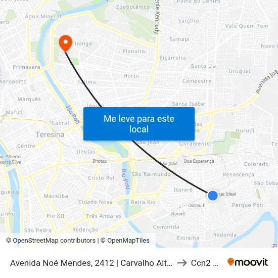 Avenida Noé Mendes, 2412 | Carvalho Alternativo to Ccn2 Ufpi map