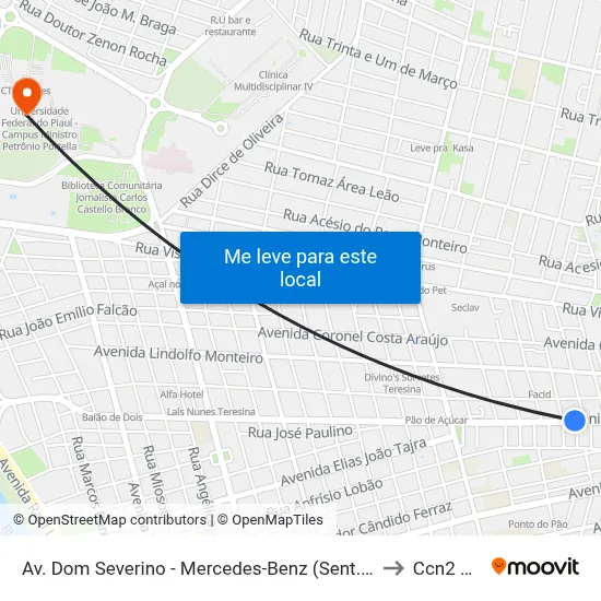 Av. Dom Severino - Mercedes-Benz (Sent. Centro) to Ccn2 Ufpi map