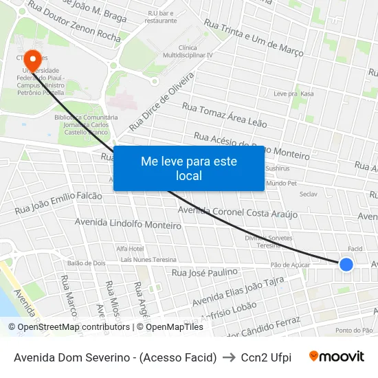 Avenida Dom Severino - (Acesso Facid) to Ccn2 Ufpi map