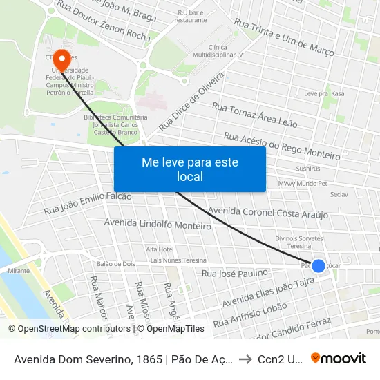 Avenida Dom Severino, 1865 | Pão De Açúcar to Ccn2 Ufpi map