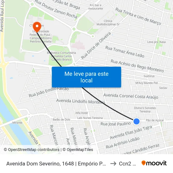 Avenida Dom Severino, 1648 | Empório Portobello to Ccn2 Ufpi map