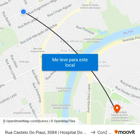 Rua Castelo Do Piauí, 3084 | Hospital Do Buenos Aires to Ccn2 Ufpi map